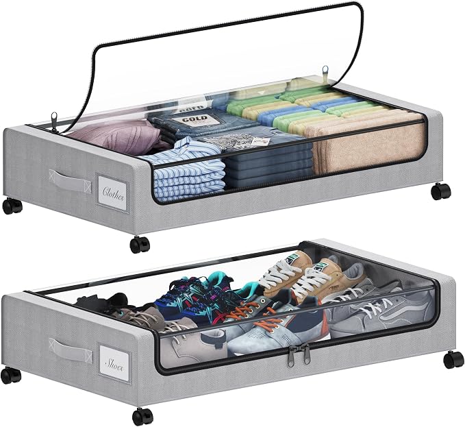 Tututry Under Bed Storage with Wheels, XXL 60L Under the Bed Storage Bins by Tututry