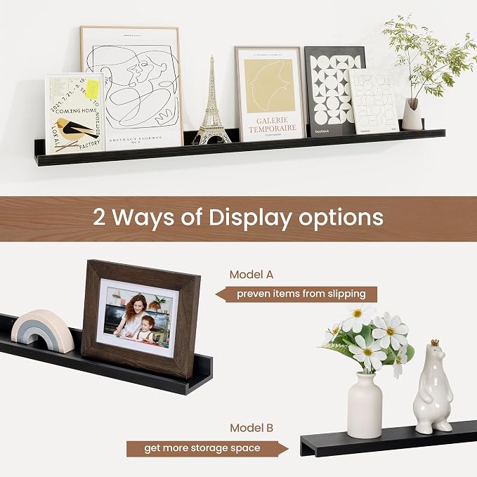 Picture Ledge Shelf, Floating Shelves Set of 2, 40 Inches Solid Wood Nursery - Image 6