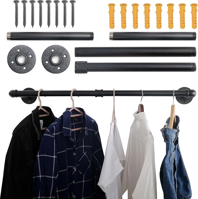 WEBI Clothing Rack Wall Mount, Heavy Duty Iron Garment Rack Bar, Retail Display - Image 5