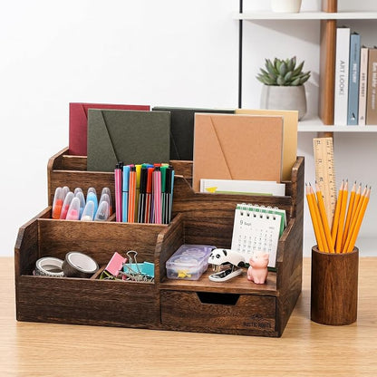 Pumtus Brown Wooden Desk Organizer, Mail Organizer - Image 8