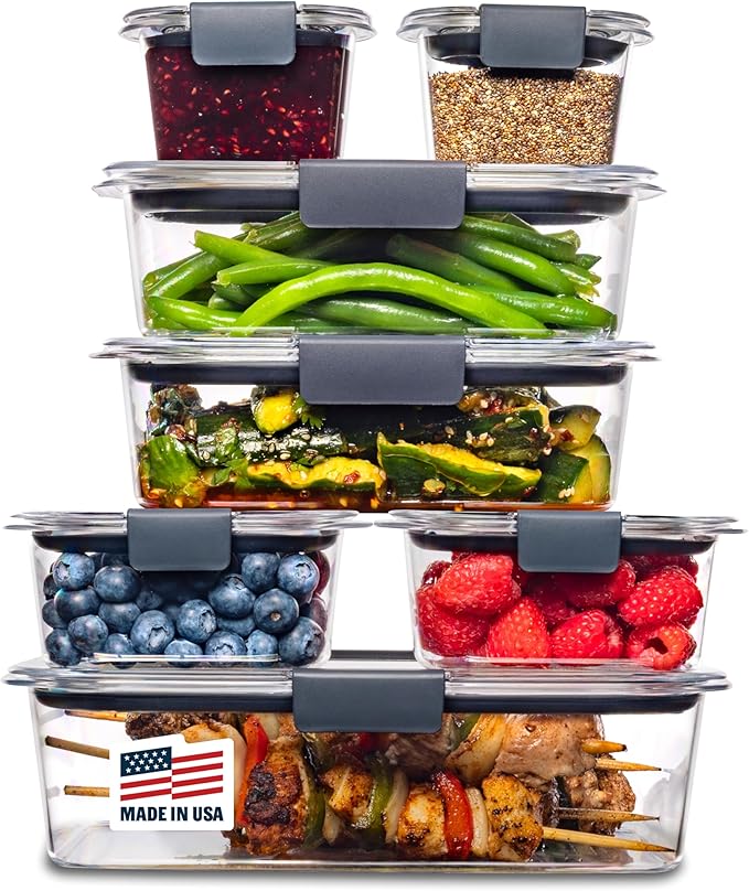 Rubbermaid Brilliance Food Storage Containers, 14 Piece Plastic Containers by Rubbermaid