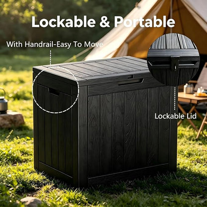 34 Gallon Outdoor Storage Box, Resin Deck Box Waterproof, Raised Bottom Outdoor - Image 3