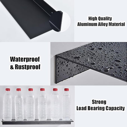 HNVNER Black Shower Shelves Rustproof & Waterproof, 40cm Adhesive Shower Caddy - Image 6