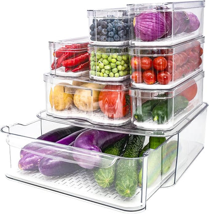 Fridge Organizers and Storage, 8 Pack Clear Freezer Organizer Bins by SMRCAD