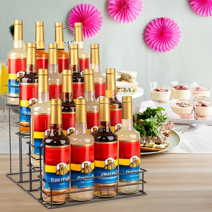 16 Bottle Capacity Coffee Syrup Organizer 4 Tier Coffee Syrup Stand Shelf - Image 6