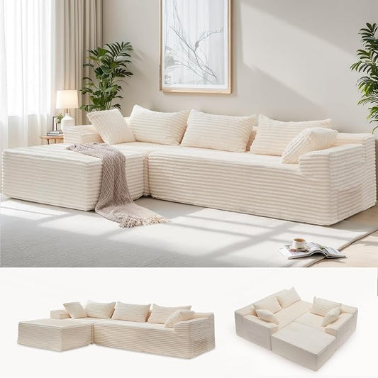Korser 108" L-Shaped Modular Sectional Sofa by KORSER