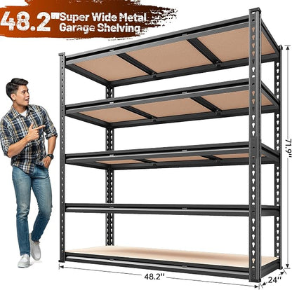 REIBII 48.2" W Garage Shelving, Storage Shelves Load 3000LBS, Adjustable Garage - Image 2