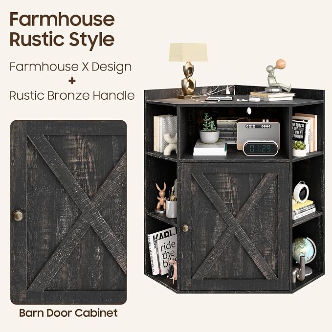 Corner Storage Cabinet, Farmhouse Corner Bookshelf - Image 8