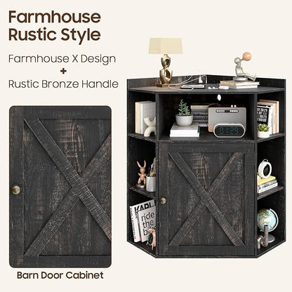 Corner Storage Cabinet, Farmhouse Corner Bookshelf - Image 8