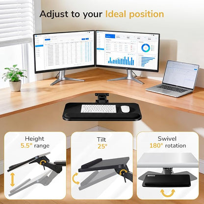 Mount-It! Under Desk Keyboard Tray, Slide-Out Keyboard Drawer - Image 4