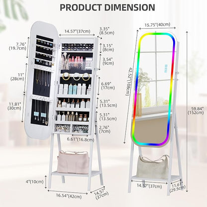 6 LED Mirror Jewelry Cabinet - Image 3