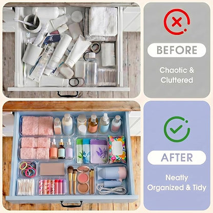 14 Pcs Expandable Clear Drawer Organizer, 3-Size Extendable Drawer Divider - Image 5