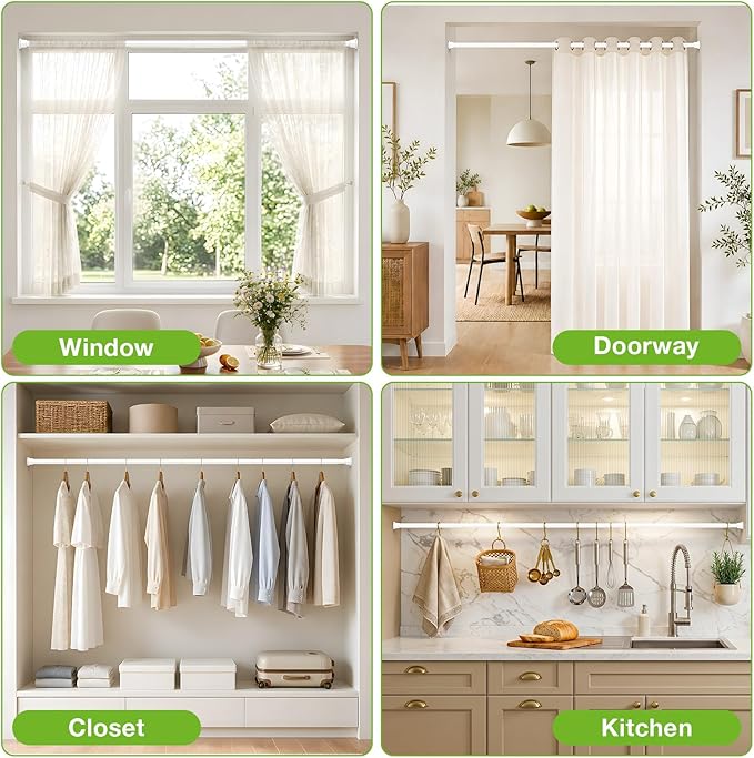 1Pcs Spring Tension Curtain Rod 31-62 Inch, 7/8" Diameter Tension Rod - Image 7