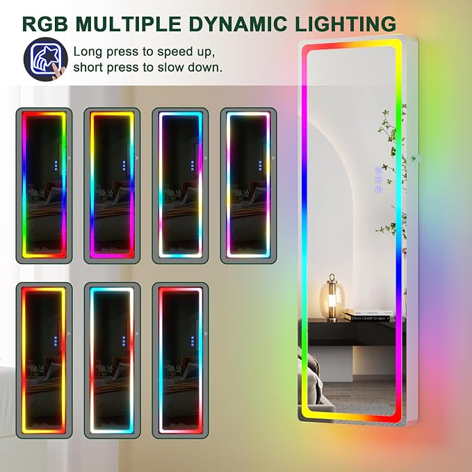 HNEBC LED Mirror Jewelry Cabinet - Image 8