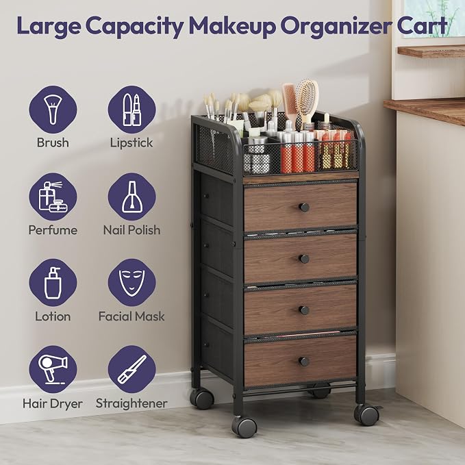 SWTYMIKI Rolling Makeup Organizer Cart - Image 6