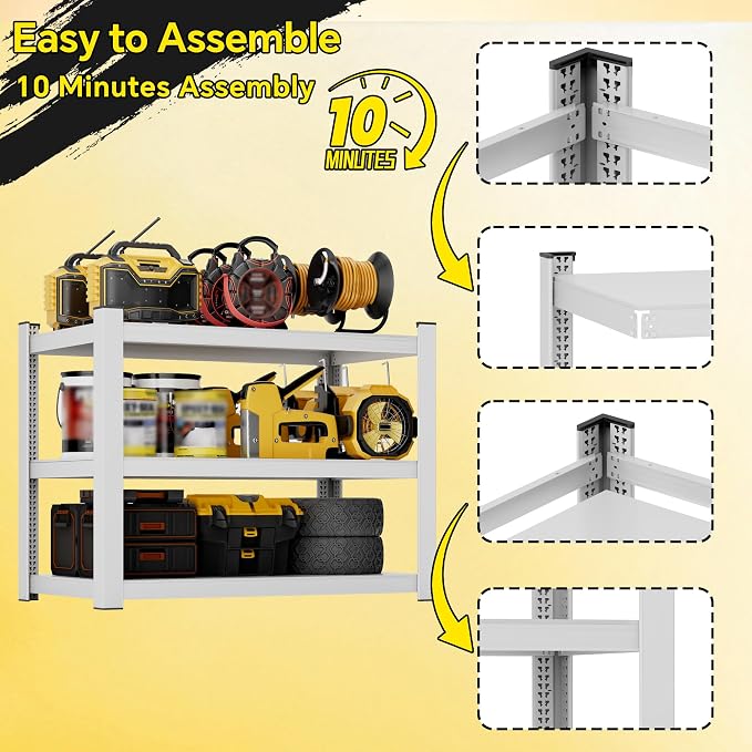 CJF 3-Tier Heavy Duty Metal Storage Rack, 36”W x 12”D x 36”H Adjustable Steel - Image 5