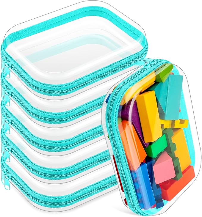 Sanwuta 6 Pcs Clear Hard Zipper Case Pencil Pouches Hard Plastic Zipper Pouches by Sanwuta
