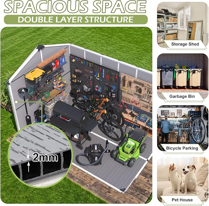 8 x 12 FT Plastic Garden Shed, Plastic Tool Shed - Image 3