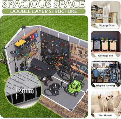 8 x 12 FT Plastic Garden Shed, Plastic Tool Shed - Image 3