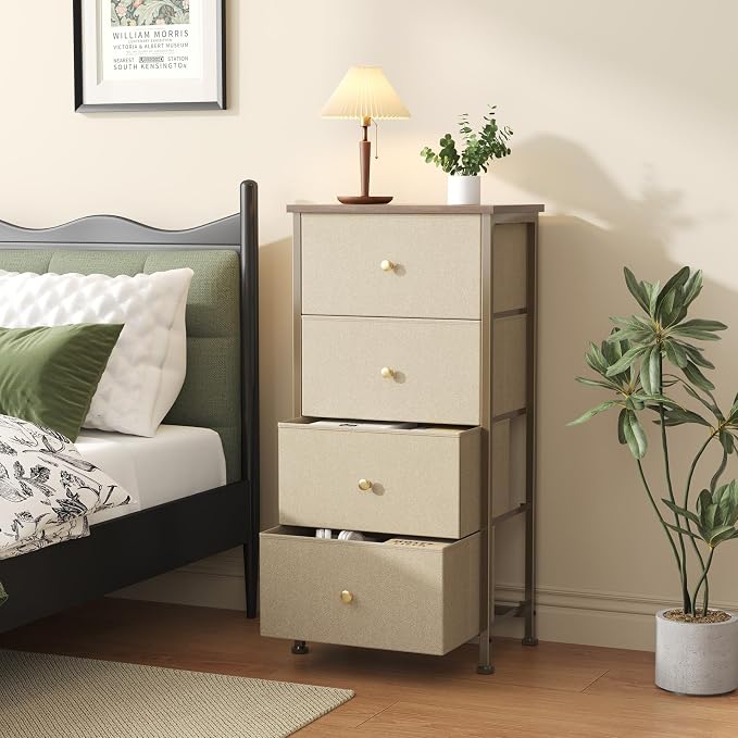 Sweetcrispy Dresser for Bedroom, 4 Drawer Storage Cabinet, Tall Nightstand | - Image 7