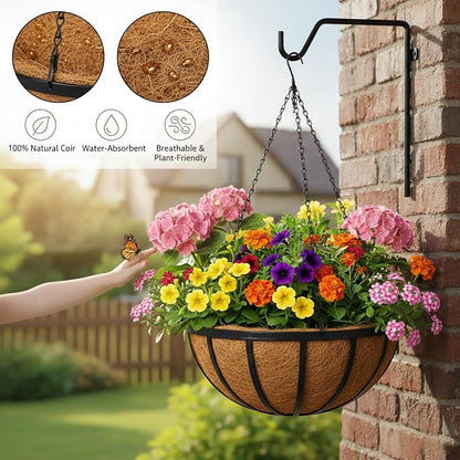 12 Inch 2 Pack Metal Hanging Planter Basket - Image 3