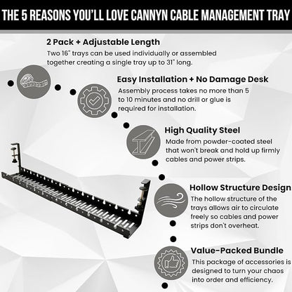 No Drill Under Desk Cable Management Tray - Image 2