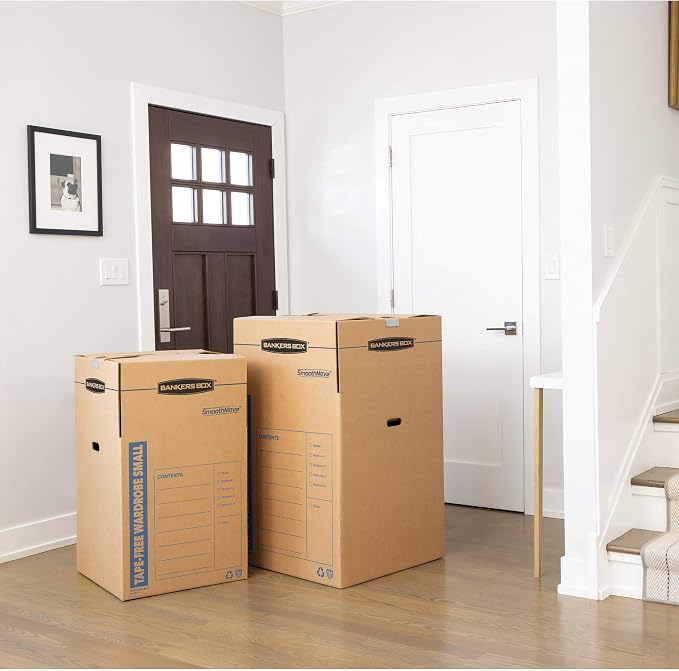 Bankers Box Short Wardrobe Box 3 Pack, Tape-Free Design, 20-in x 20-in x 34-in - Image 6