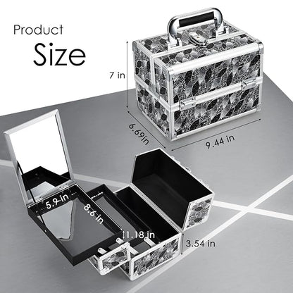 Joligrace Makeup Case Organizer Makeup Box Portable Cosmetic Train Case Hard - Image 4