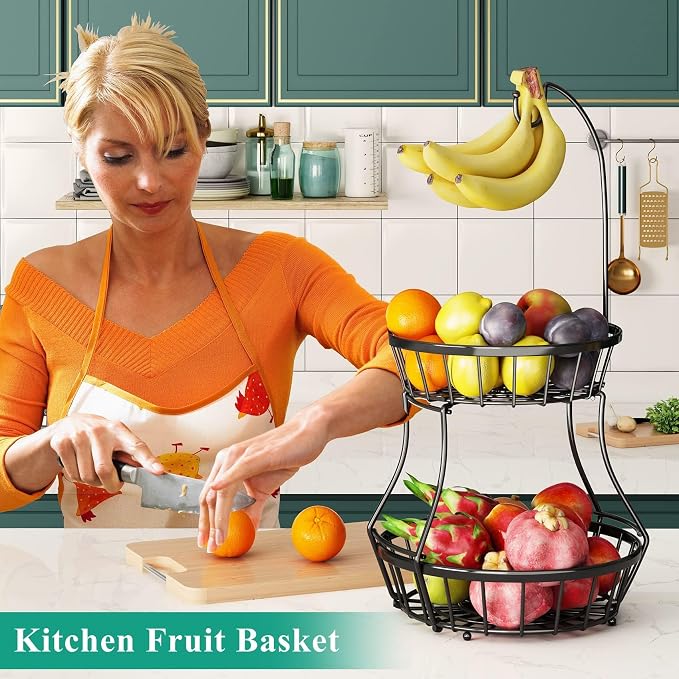 SAYZH 2-Tier Fruit Basket Bowl Stackable Vegetable Storage - Image 5