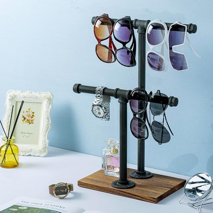MyGift Adjustable 2-Tier Industrial Jewelry Display Stand - Image 7