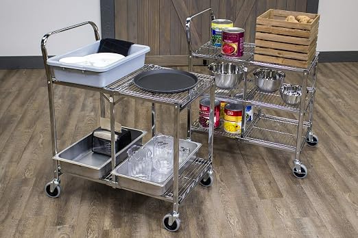 Luxor WSCC-2 Two-Shelf Collapsible Wire Utility Cart - Image 3