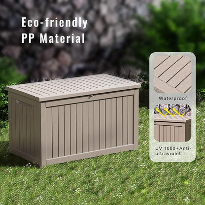 120 GallonOutdoor Storage Box, Resin Deck Boxes Waterproof, IndoorOutdoor Bin - Image 5