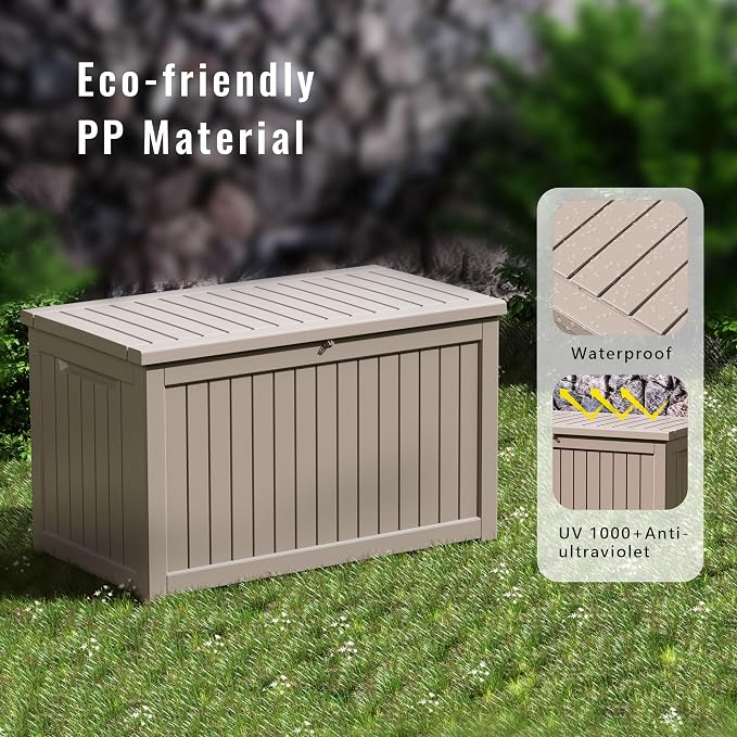 DRATO 280 Gallon Deck Box, Waterproof Resin Large Outdoor Storgae Box - Image 5