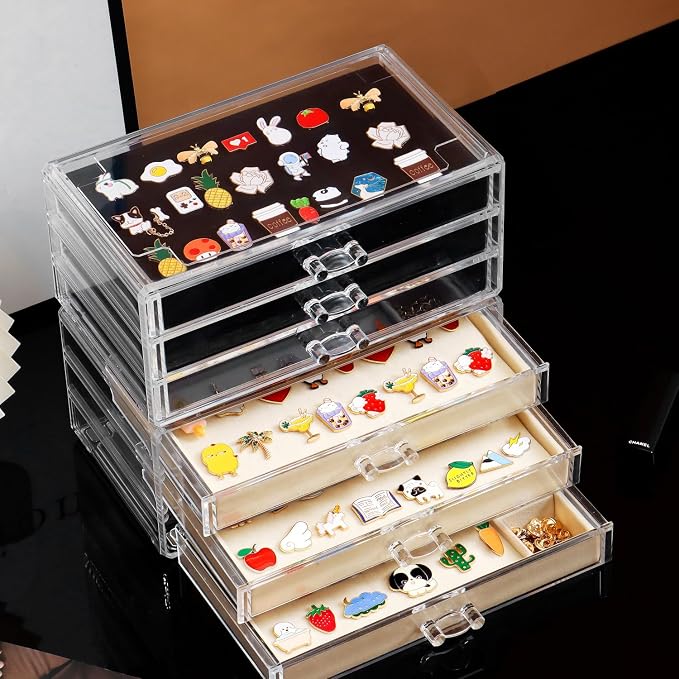 SPAKOWN Pin Display Case With 3 Drawers, Enamel Pin Display Box Dustproof Pin - Image 6