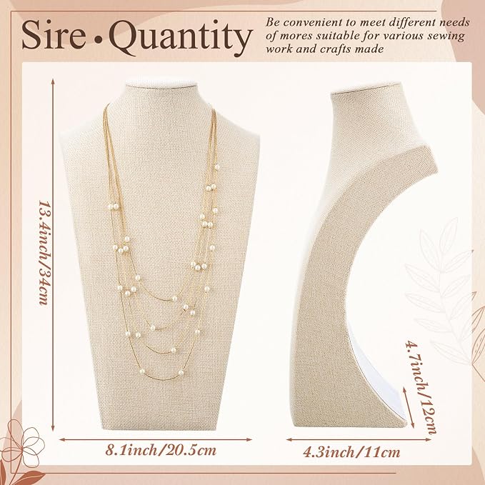 Kigley 6 Pcs Linen Necklace Display Bust Jewelry Holder Necklace Retail - Image 2
