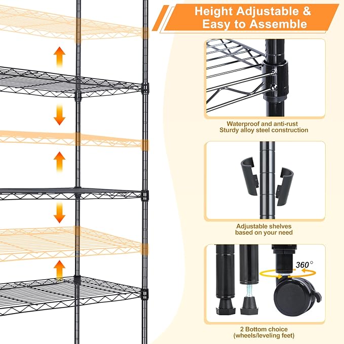 Whitmor 5-Tier Heavy Duty Shelving Unit, Metal Adjustable Storage Shelves - Image 4