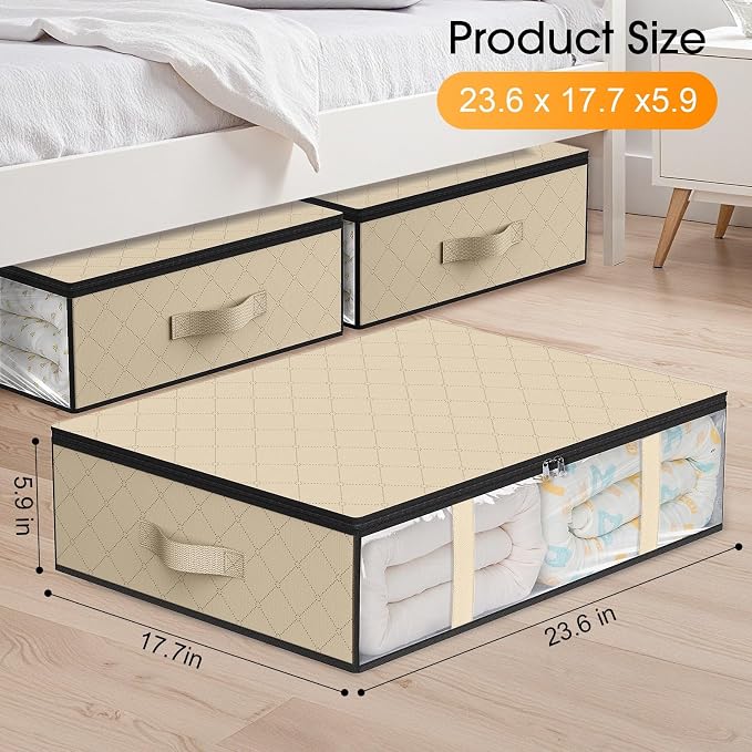 StorageRight Under Bed Storage Bags 3 Pack, 40L Large Clothes & Comforter - Image 2