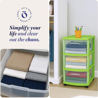 Homz 3 Drawer Plastic Storage and Organizer Cart, Rolling Cabinet - Image 6