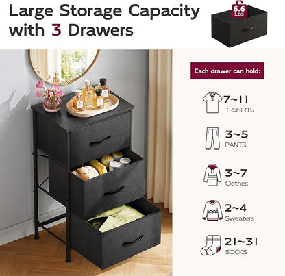 WLIVE Dresser with 3 Drawers, Fabric Nightstand, Organizer Unit, Storage Dresser - Image 6