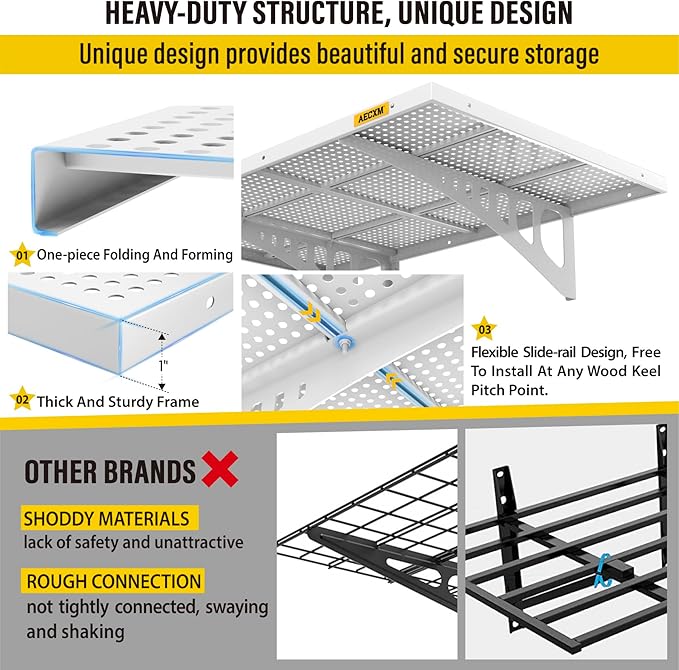 4-pack 2x3ft Adjustable Garage Wall Shelving 1120lbs Load Capacity Heavy Duty - Image 4