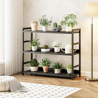 NUMENN Wide Bookshelf, 3 Tier Freestanding Shelving Unit, Falling Prevention - Image 5