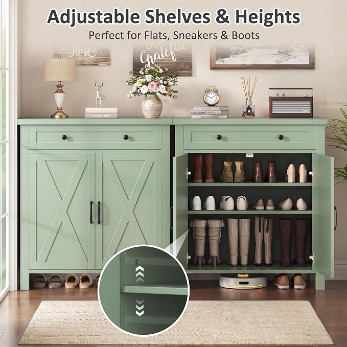 Farmhouse Shoe Storage Cabinet, 5-Tier High Boots Organizer - Image 4