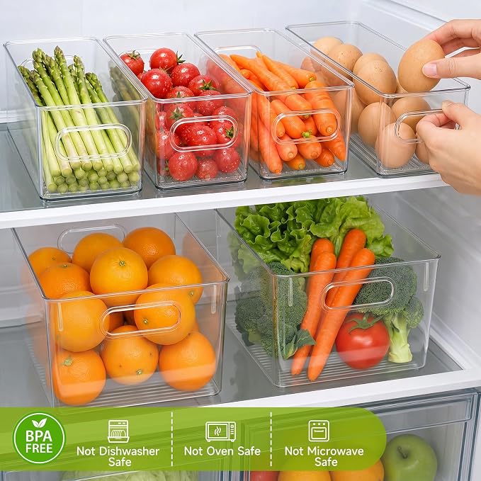 YKIOKE 8 Pack Clear Plastic Storage Bins - Image 3