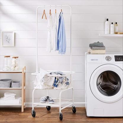 Amazon Basics Rectangular Laundry Hamper Basket Butler Cart - Image 6