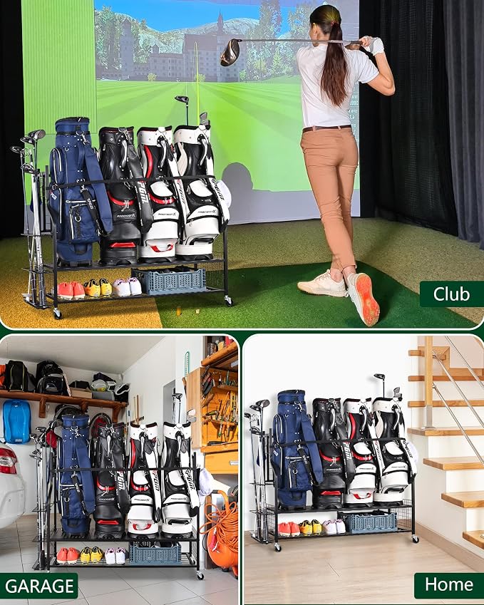 Mythinglogic Golf Bag Storage Organizer, Extra Large Golf Storage Stand - Image 3
