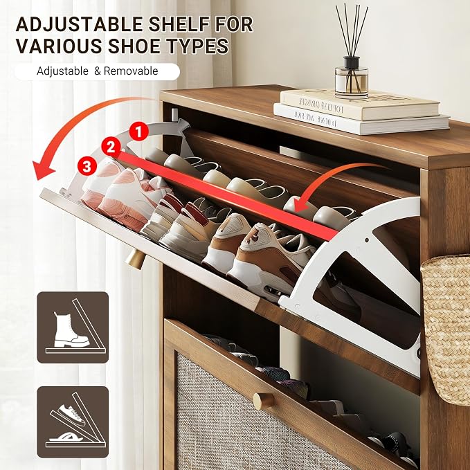 Nicetree Rattan Arched Accent Shoe Storage Cabinet - Image 6