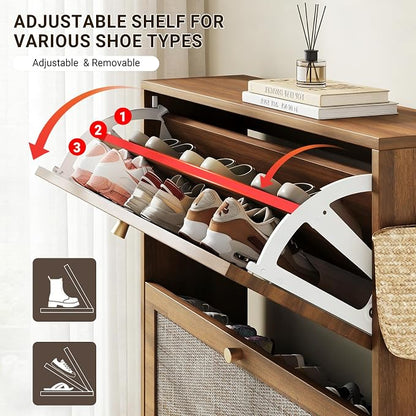 Nicetree Rattan Arched Accent Shoe Storage Cabinet - Image 6