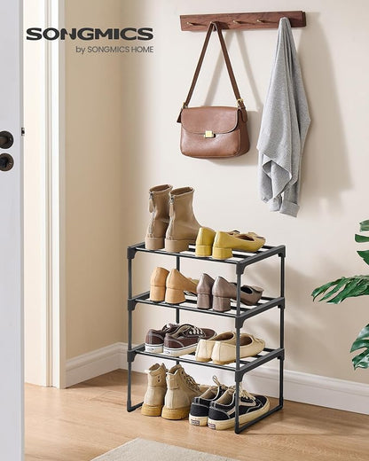 SONGMICS Shoe Rack, 3-Tier Shoe Organizer, Metal Storage Shelf, Upright or - Image 2