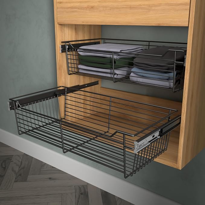 Classic 30" Closet Wire Basket in Matte Black - Image 3