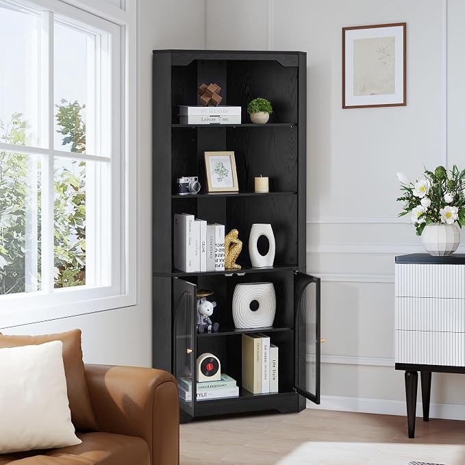 Mid-Century Modern 70" H Tall Coner Storage Cabinet - Image 9